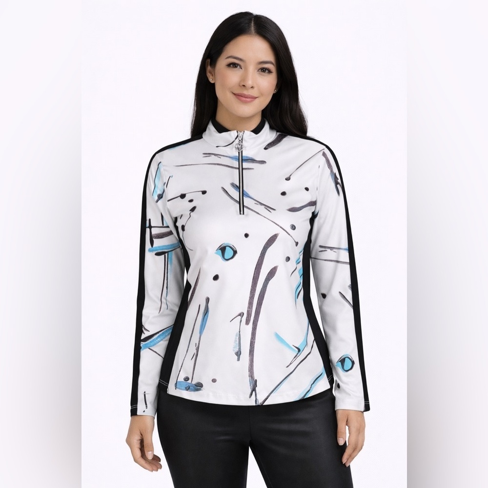 DOLCEZZA Women's Abstract Print Athletic/sporty Long Sleeve Top NWT size small